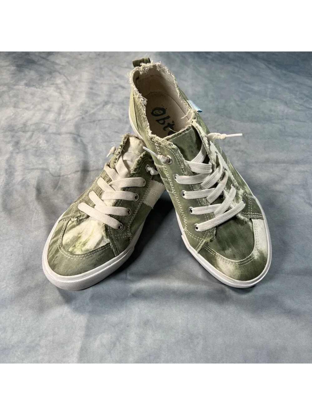 Obtaom Women’s Casual Sneakers Green Distressed - 1185-2E